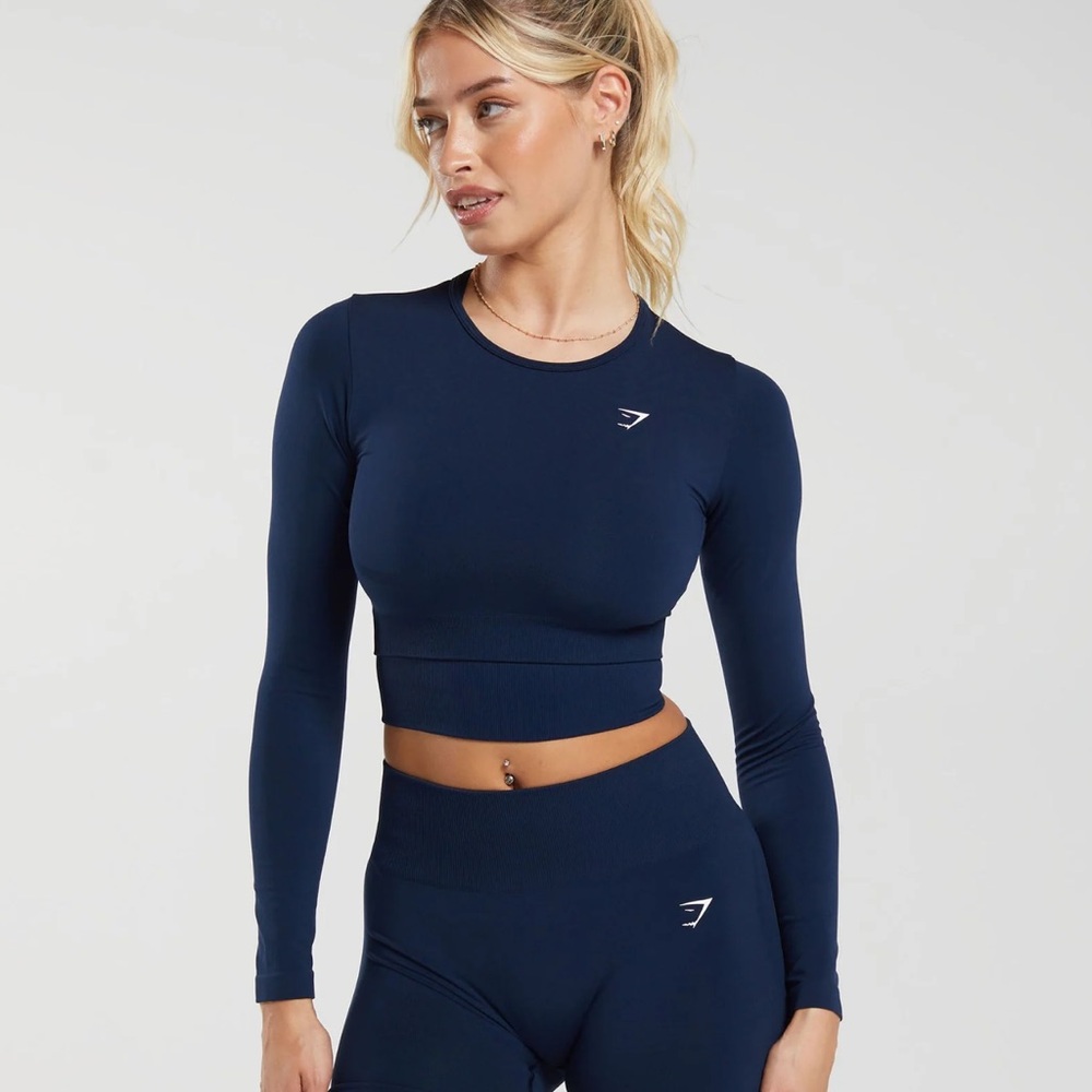 Gymshark Navy Long Sleeve Crop Top